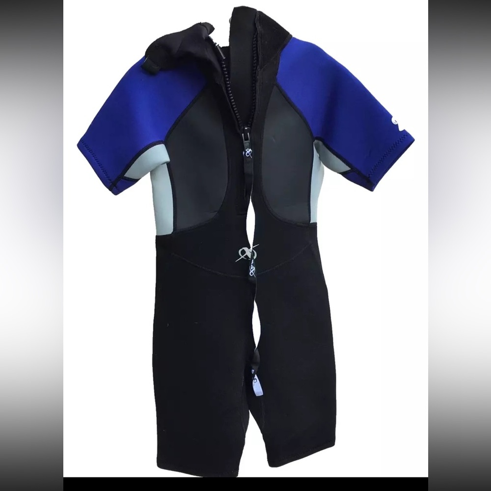 XPS Youth Wet Suit Blue Black Gray Zippered Sz L Short Unisex Bass Pro Inc